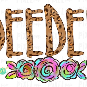Motif sublimation de fleurs léopard DeeDee PNG | PNG dessiné à la main | Sublimation PNG | Téléchargement numérique | Art imprimable | Clipart