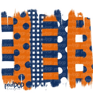 Orange and Navy Stripe Polka Dot Brush Stroke Background PNG | Navy & Orange Team Colors | Transfer | Digital Print | Printable | Clip Ar
