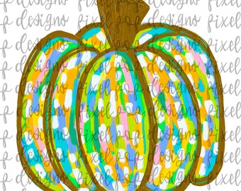 Textured Painted Pumpkin Bright Colors PNG | Halloween Pumpkin Design | Fall Pumpkin Design Sublimation PNG | Digital Art | Printable Art