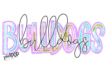 Bulldogs tie dye mascotte, png | Sublimatieontwerp Bulldogs | Ontwerp teamgeest | Buldoggen illustraties | Digitale download | Afdrukbaar kunstwerk