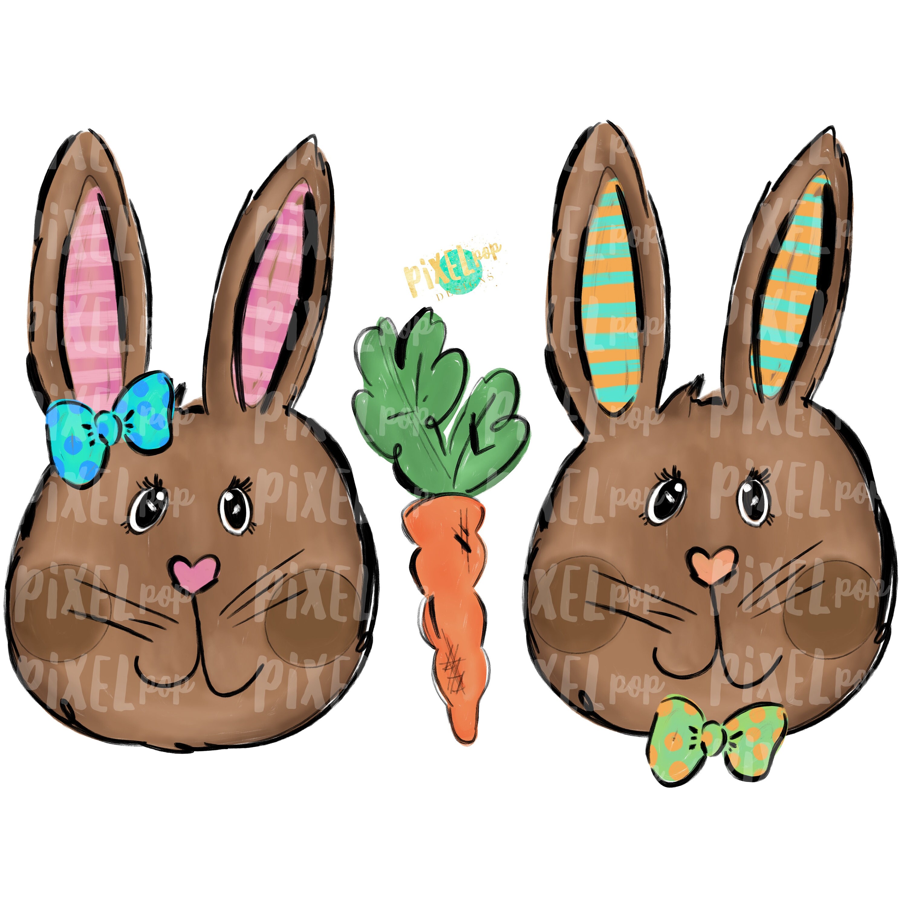 【DEARMINE】Heart Rabbit Printing Short Sleeves bunnies-in-love-with-heart-