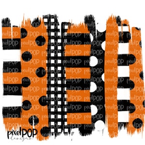 Orange and Black Stripe Polka Dot Brush Stroke Background PNG | Black & Orange Team Colors | Transfer | Digital Print | Printable | Clip Ar