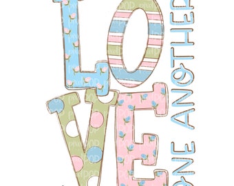 Ámense unos a otros con diseño floral pastel de versículos bíblicos PNG / Arte religioso PNG / Sublimación PNG / Descarga digital / Arte imprimible / Clip Art