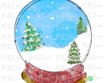 Winter Snow Water Globe Scene Printable Watercolor Sublimation PNG | Hand Drawn Design | Sublimation PNG | Digital Download | Printable Art