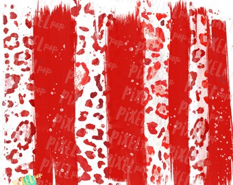 Fondo de pincelada roja y blanca dibujado a mano Sublimación PNG / Colores del equipo / Transferencia / Impresión digital / Imprimible / Clip Art