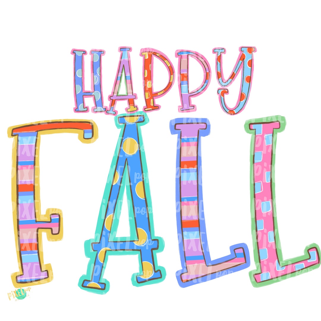 Happy Fall Pink PNG | Fall Digital | Sublimation Design | Hand Painted ...