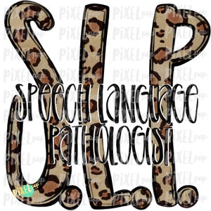 Patólogo del lenguaje del habla SLP Diseño de leopardo / Sublimación / Arte dibujado a mano / Enfermería PNG / Arte médico / Descarga digital / ArtClipart