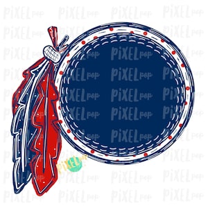 Warrior Indian Feather Circle Design Navy Red | Sublimation Design | Heat Transfer PNG | Digital Download | Printable Artwork | Digital Art