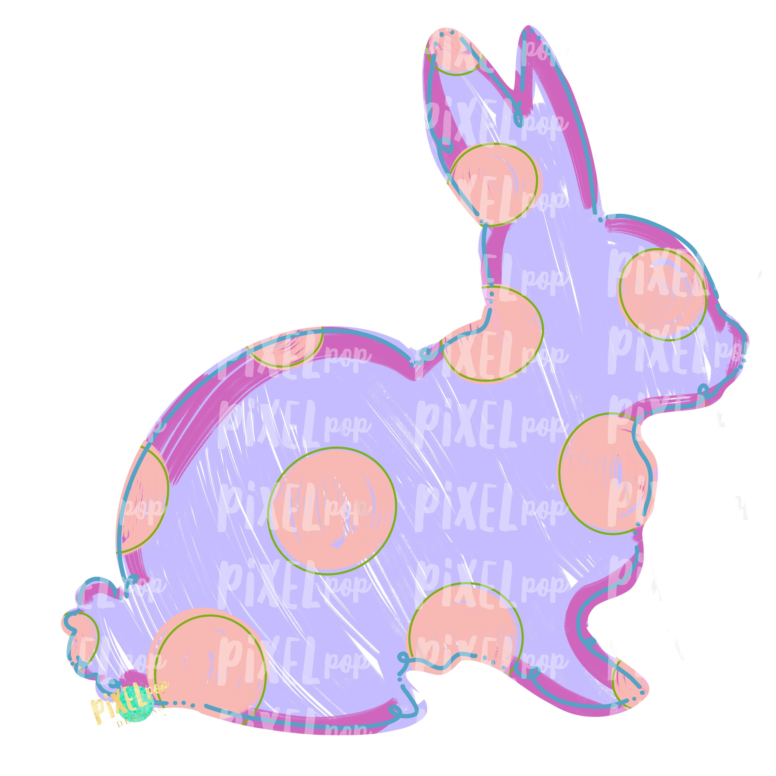Kits & How To Bunny Polka Dot Trio 1 Design Watercolor PNG Artwork ...