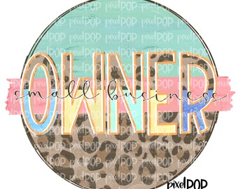 Kleinunternehmer Leopard und Minze PNG | Design für Kleinbetriebe | Digitale Datei | Handbemalt | Digitaler Download | Druckbar