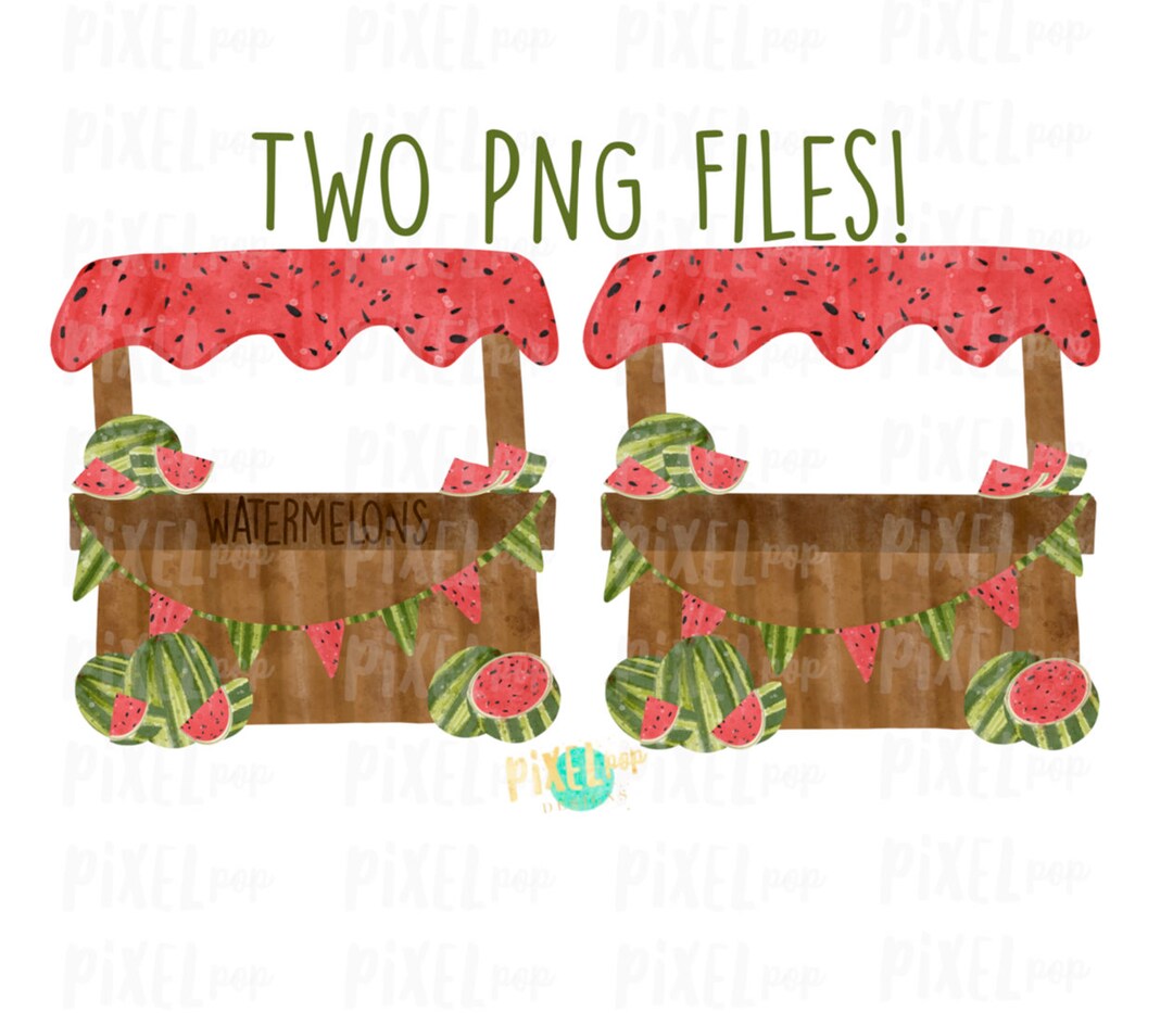 Watermelon Stand Watercolor PNG Sublimation Design | Hand Drawn PNG ...