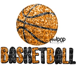 Op de afbeelding: Een gouden glitterbasketbal met zwarte stiksels en het woord "BASKETBALL" in zwarte letters met gouden glittervulling.