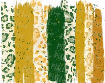 Green and Gold Yellow Brush Stroke Background Hand Drawn Sublimation PNG | Team Colors | Transfer | Digital Print | Printable | Clip Ar