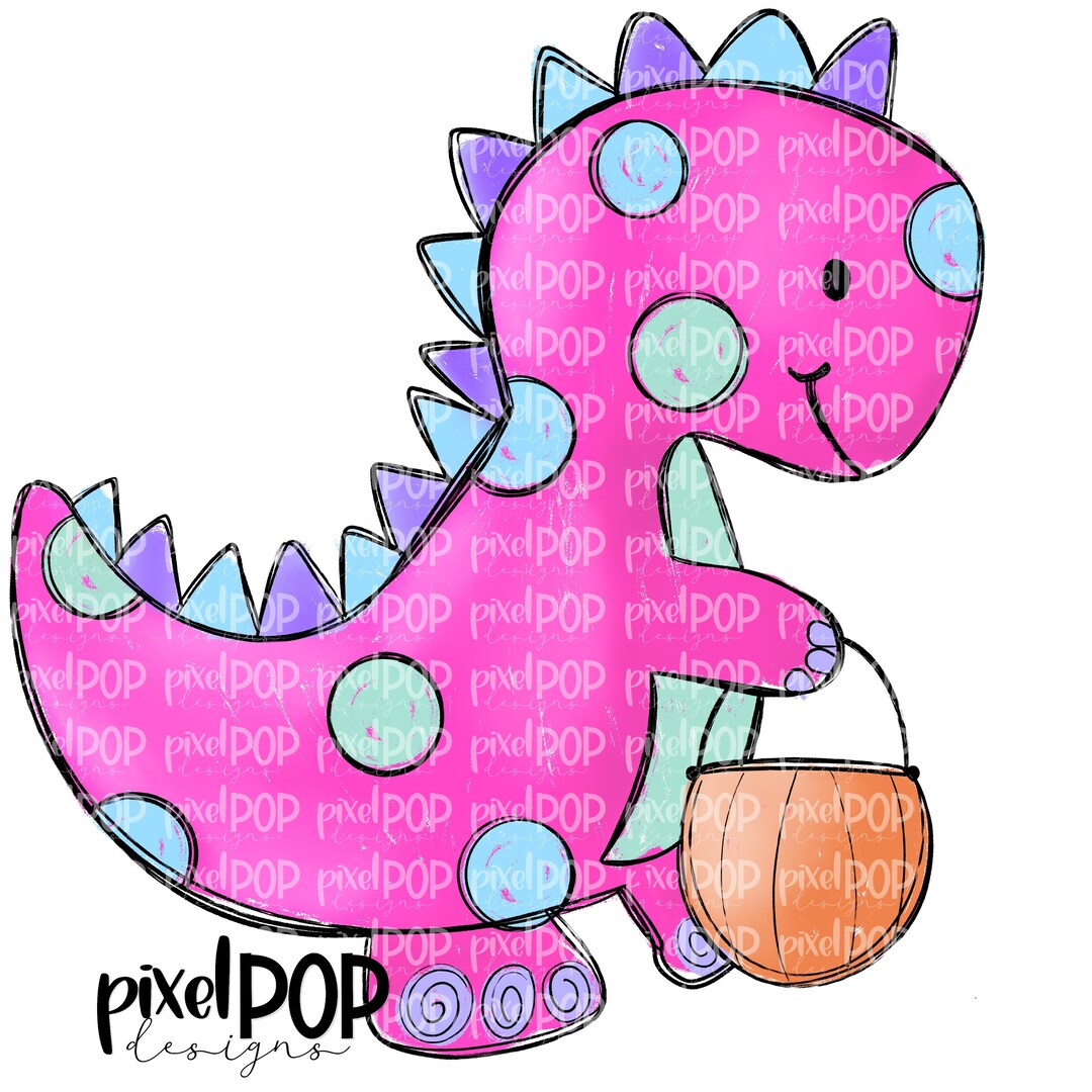 Pink Dinosaur Pumpkin Halloween PNG | Dinosaur | Dino | Dino ...