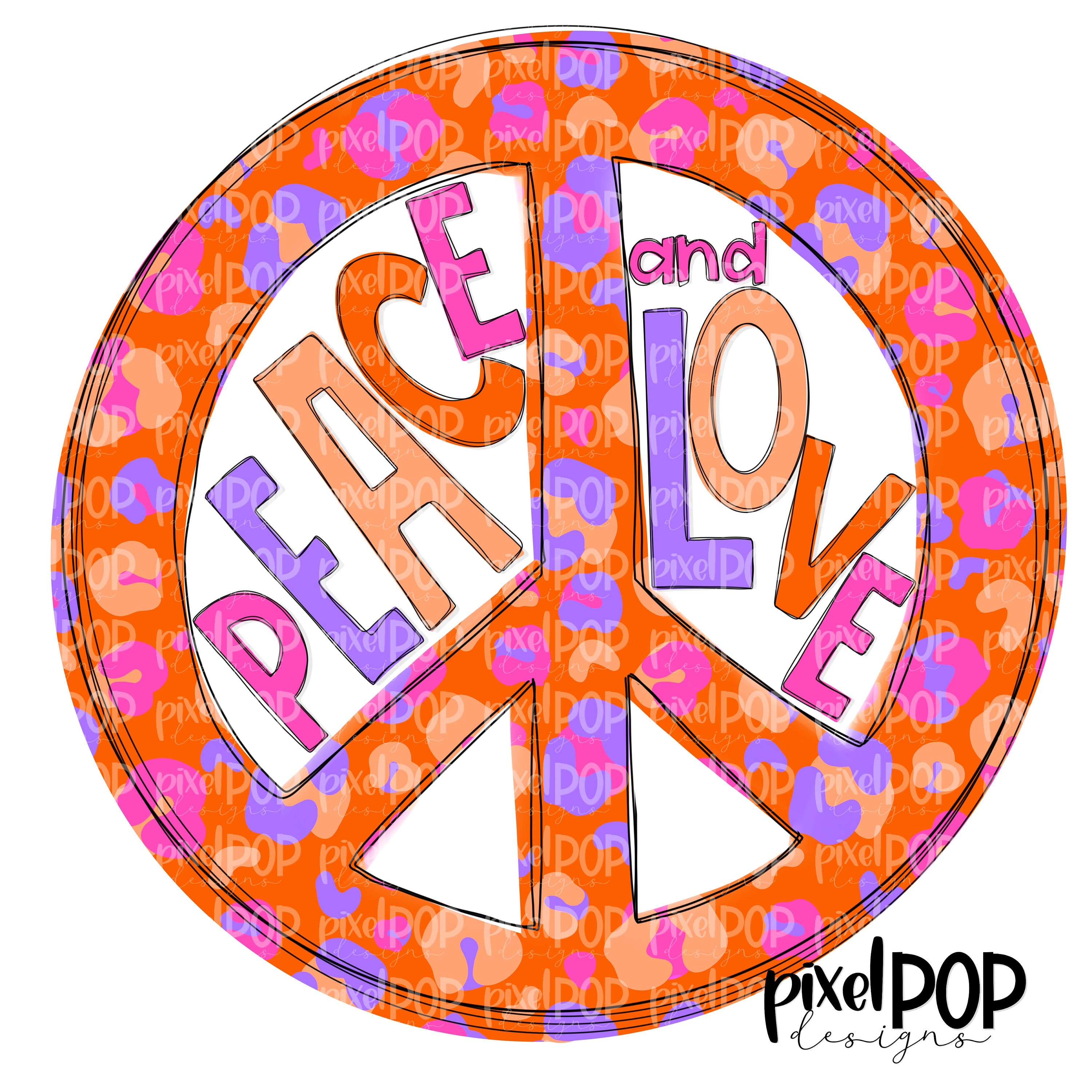 Pop Art Peace Symbols Fabric