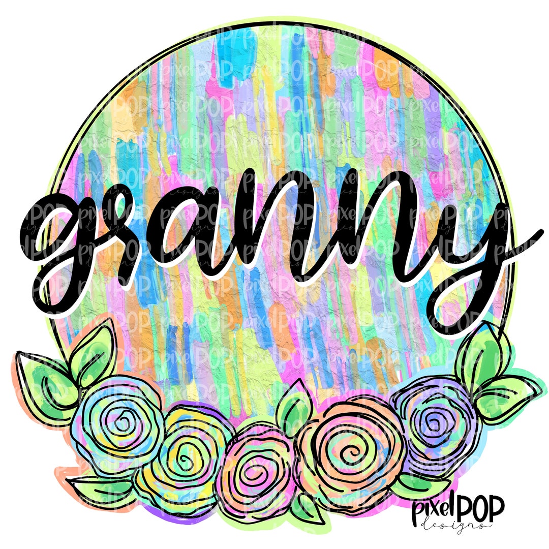 Granny Textured Flowers Mother's Day Sublimation Design PNG | Hand ...