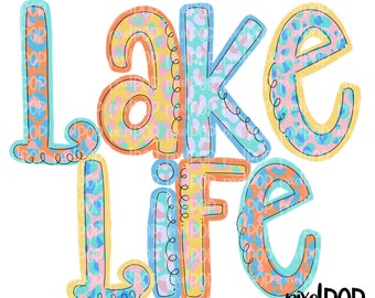 Lake Life Pastel Leopard PNG | Beach | Summer Design | Sublimation Design | Hand Drawn Art | Digital Download | Printable Art | Clip Art