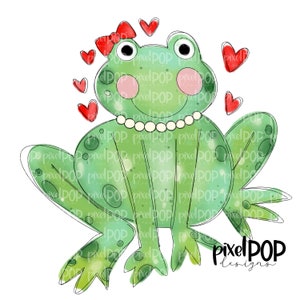 Grenouille fille précieuse Saint-Valentin PNG | Oeuvres d'art en forme de coeurs de grenouille | Peint à la main | Art de reptile | Art animalier | Clipart Grenouille | Grenouille numérique | Art animalier