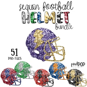 Sequin Football Helmet Bundle - 51 PNG FILES | Football | Football Art | Hand Drawn Sublimation PNG | Team Colors | Transfer | Digital Print