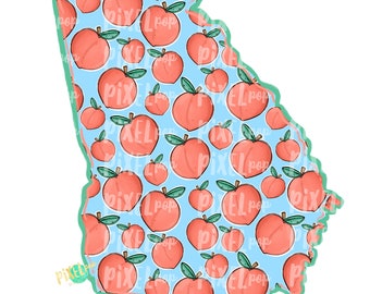 State of Georgia Shape with Peaches PNG | Georgia State | Home State | Sublimation Design | Heat Transfer | Digital | Peaches Background