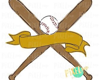 Baseball Bats Banner Gold Sublimation Heat Transfer | Sublimation Design | Heat Transfer | Digital Download | Printable Artwork | Clip Art