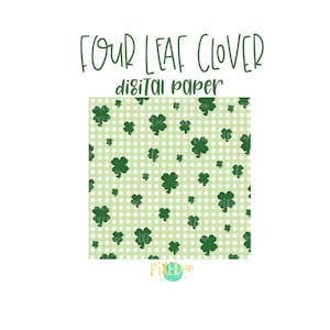 Trébol de cuatro hojas para el día de San Patricio, papel digital PNG / Estampado animal / Sublimación PNG / Descarga digital / Papel para álbumes de recortes digitales