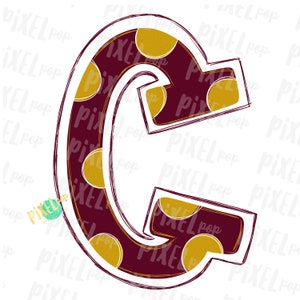 Croquis à pois C Lettre PNG | T-shirt Spirit Design PNG | Conception par sublimation | Transfert de chaleur PNG | Téléchargement numérique | Imprimable | Clipart