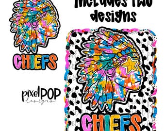 Graffiti Dotty Chiefs Hand Drawn Style PNG Designs | School Mascot Digital Design | Indians | Sublimation DTF Screenprint Transfer Art