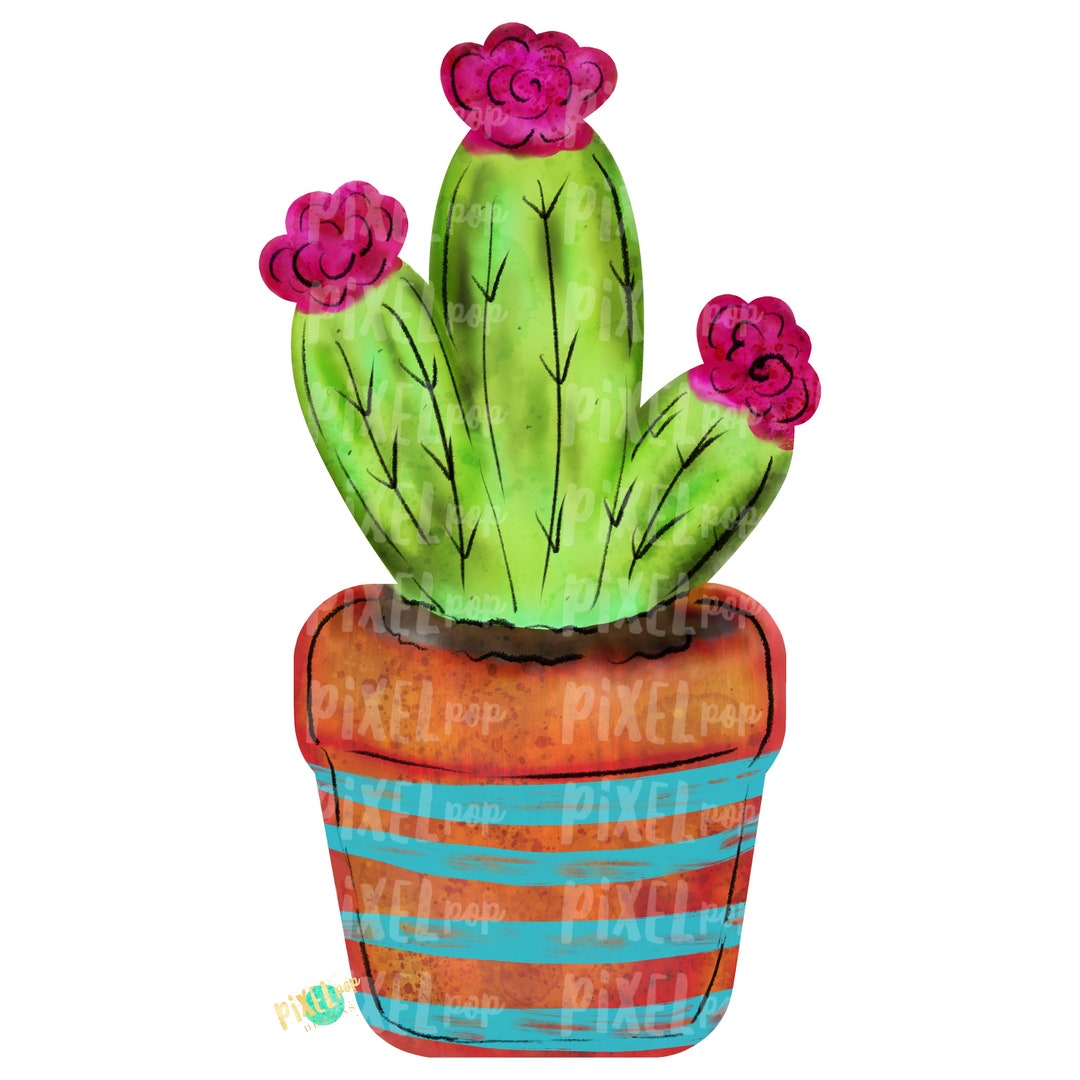 Potted Cactus Watercolor PNG | Cactus | Sublimation | Printable ...