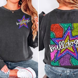 Faux Glitter Star Mascots Bulldogs Spirit Design PNG | School Mascot Custom Digital | Bulldogs Design Printable | Digital Print | Printable