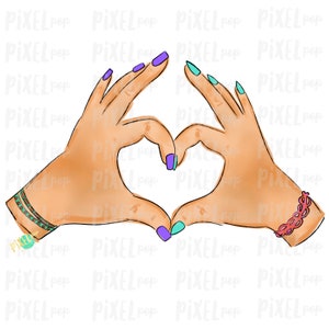 Corazones de mano PNG / Mejores amigos caucásicos / Amor / Lenguaje de señas / Igualdad / Sublimación PNG / Descarga digital / Arte imprimible / Clip Art