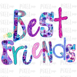 Best Friends Whole and Split Sublimation PNG Design | Hand Drawn PNG | Sublimation PNG | Digital Download | Printable Artwork | Art