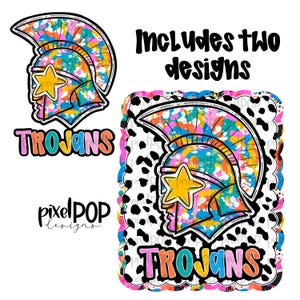 Graffiti stippen trojans handgetekende stijl png-ontwerpen | Digitaal ontwerp schoolmascotte | Trojaanse paarden | Sublimatie DTF-zeefdruk Transfer Art