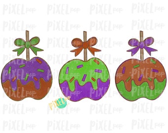 Caramel Apples Halloween Sublimation PNG | Hand Drawn Sublimation Design | Sublimation PNG | Digital Download | Printable Artwork | Art