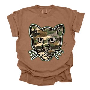 Camouflage Doodle Panthers Mascot PNG Design Team Spirit Art Cougars Spirit Digital Download Printable Artwork for DTF Screenprint Transfer