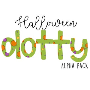 Conjunto de letras do alfabeto digital desenhado à mão com bolinhas de Halloween | Fonte Alphapack | PNG | Arte | Letra de rabisco de sublimação | Letras de transferência