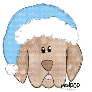 Kerstpuppy lichtblauw, png | Hondenkunst | Handgeschilderd | Digitale kunst hond | Sublimatie-png | Digitale download | Afdrukbare kunst | Clipart