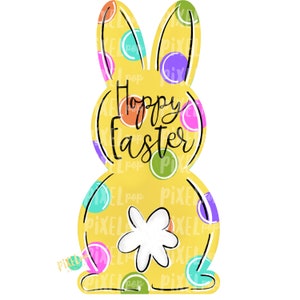Bunny Back Yellow Hoppy Easter PNG | Bunny | Bunny PNG | Bunny Design | Bunny Tail Easter | Rabbit | Rabbit Tail| Easter| Easter PNG