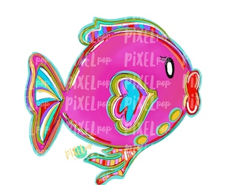 Bright Big Lips Fish Pink PNG | Fish | Fish Art | Fish Sublimation | Fish Design | Tropical Fish Clip Art | Fish Doodle | Digital Fish Art