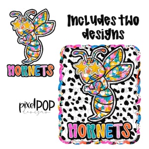 Graffiti Dotty Hornets Hand Drawn Style PNG Designs | School Mascot Digital Design | Hornets | Sublimation DTF Screenprint Transfer Art