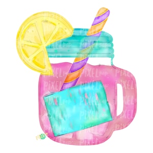 Pink Lemonade in Mason Jar Watercolor PNG | Sublimation | Digital Download | Lemonade Design | Mason Jar | Pink Lemonade | Lemon art