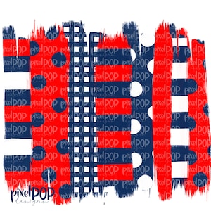 Red and Navy Stripe Polka Dot Brush Stroke Background PNG | Red and Navy Team Colors | Transfer | Digital Print | Printable | Clip Ar