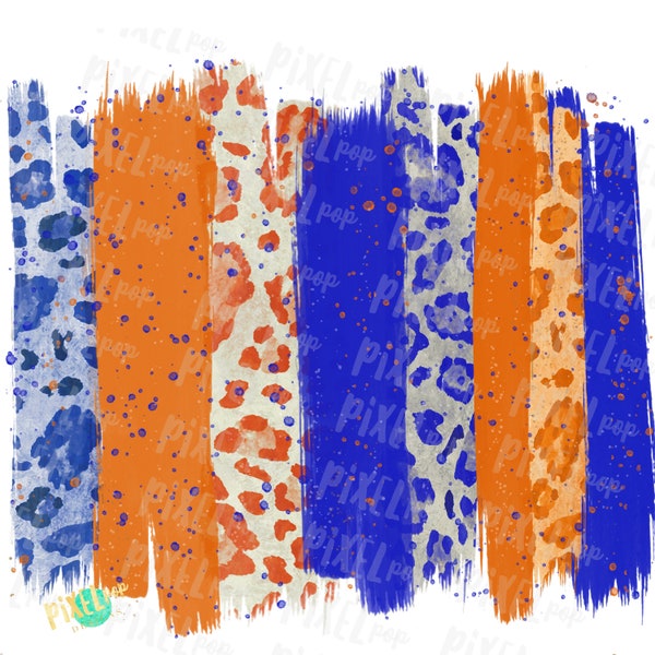 Blue and Orange Brush Stroke Background Hand Drawn Sublimation PNG | Team Colors | Transfer | Digital Print | Printable | Clip Art