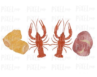 Crawfish Boil Potato Corn Cajun Transfer Design PNG | Sublimation Design | Heat Transfer PNG | Digital Download | Printable Art | Clip Art