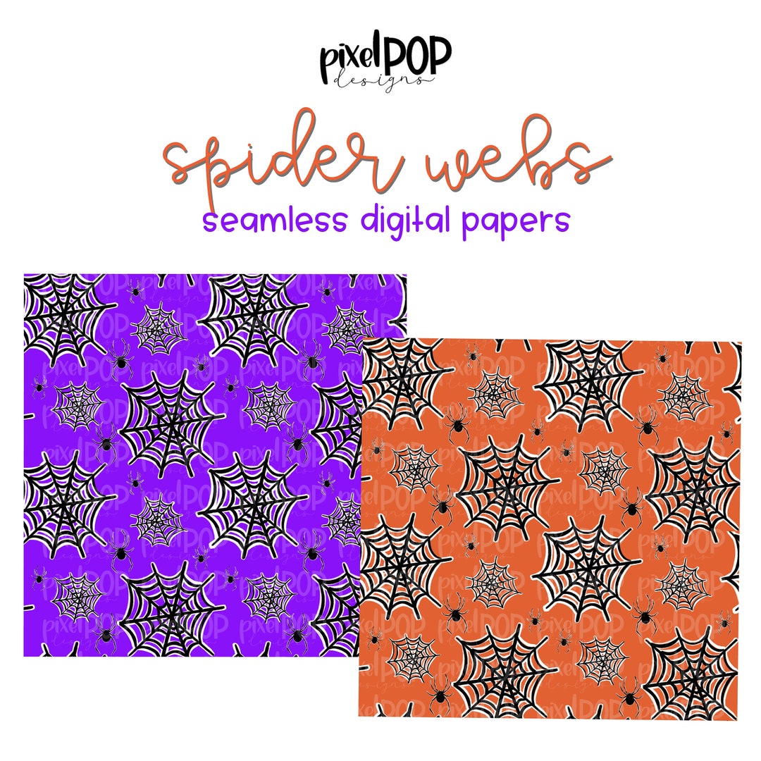 Spider Webs Seamless Digital Papers Set of Two PNG | Halloween | Hand ...