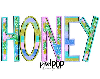 Honey Floral and Stripe Design PNG | Honey Art | Honey Design | Hand Drawn PNG | Sublimation PNG | Digital Download | Mother's Day | Art