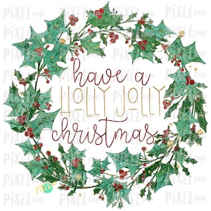 Holly Jolly Bright Colored Christmas PNG Printable Digital Download Clipart Sublimation Design