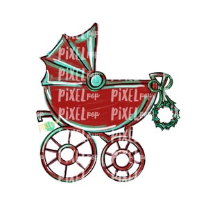 Christmas Baby Buggy PNG | Baby Clipart | New Baby Baby&#39;s First Christmas | Baby Shower | Pram | Baby Shower Art | Pram Art | Baby Buggy
