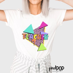 90s Style Teacher PNG | School Design | Teacher Design | Neon | Digital Art | Hand Painted | Digital Download | Printable Artwork