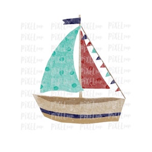 Sailboat Ocean Beach Watercolor Transfer Design PNG | Sublimation Design | Heat Transfer PNG | Digital Download | Printable Art | Clip Art